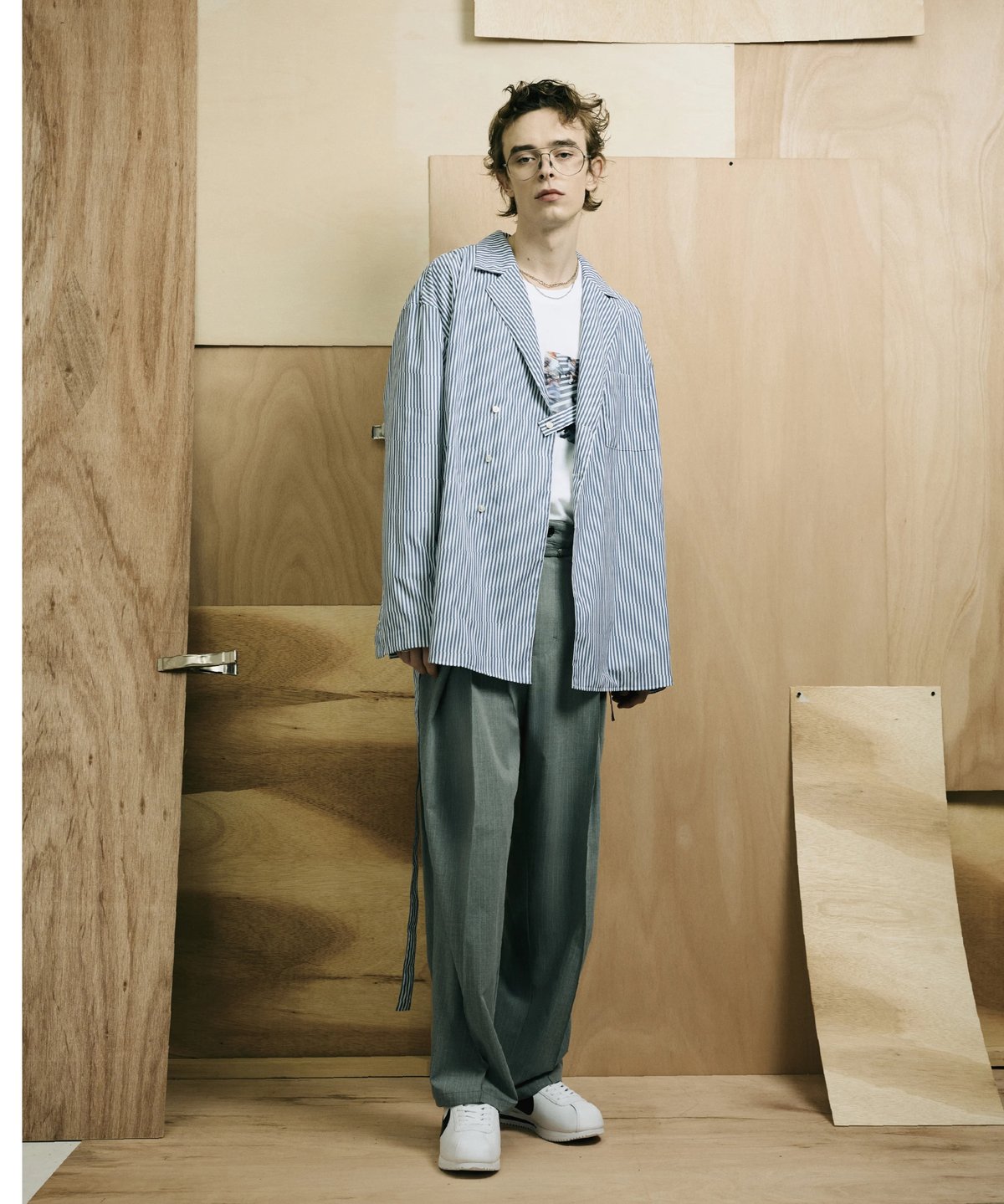 Ameri LINE PIN TUCK STRAIGHT PANTS Pin Tuck Tailored Straight Leg