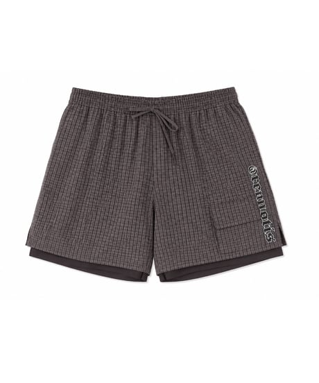 Water-Repellent Seersucker Check Layered Shorts BLACK