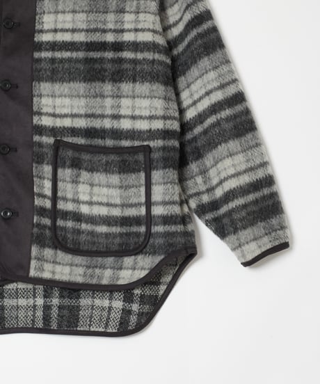 Suede Combo Shaggy Check Cardigan BROWN