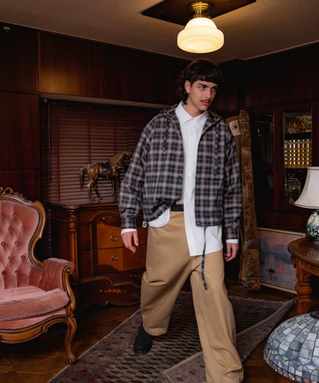 Tech Check Hooded Ventilation Shirt BEIGE