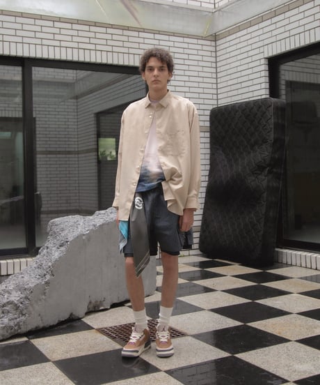 Water-Repellent Seersucker Check Layered Shorts BLACK