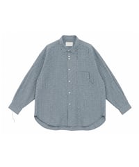Rayon Shadow Check Hand-Stitched Long Sleeve Shirt GREEN