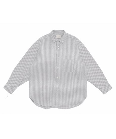 Rayon Shadow Check Hand-Stitched Long Sleeve Shirt GREEN