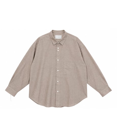 Wool-Linen Hand-Stitched Long Sleeve Shirt WHITE