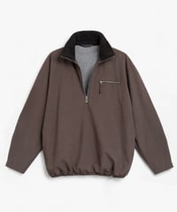 Heat-Retaining Bonded Wool-Nylon Half-Zip Pullover TAUPE