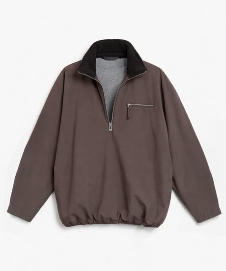 Heat-Retaining Bonded Wool-Nylon Half-Zip Pullover BLACK