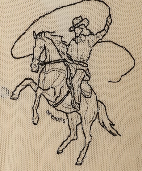 Hand-Embroidered Yomogi Cotton Cowgirl Knit Polo NAVY