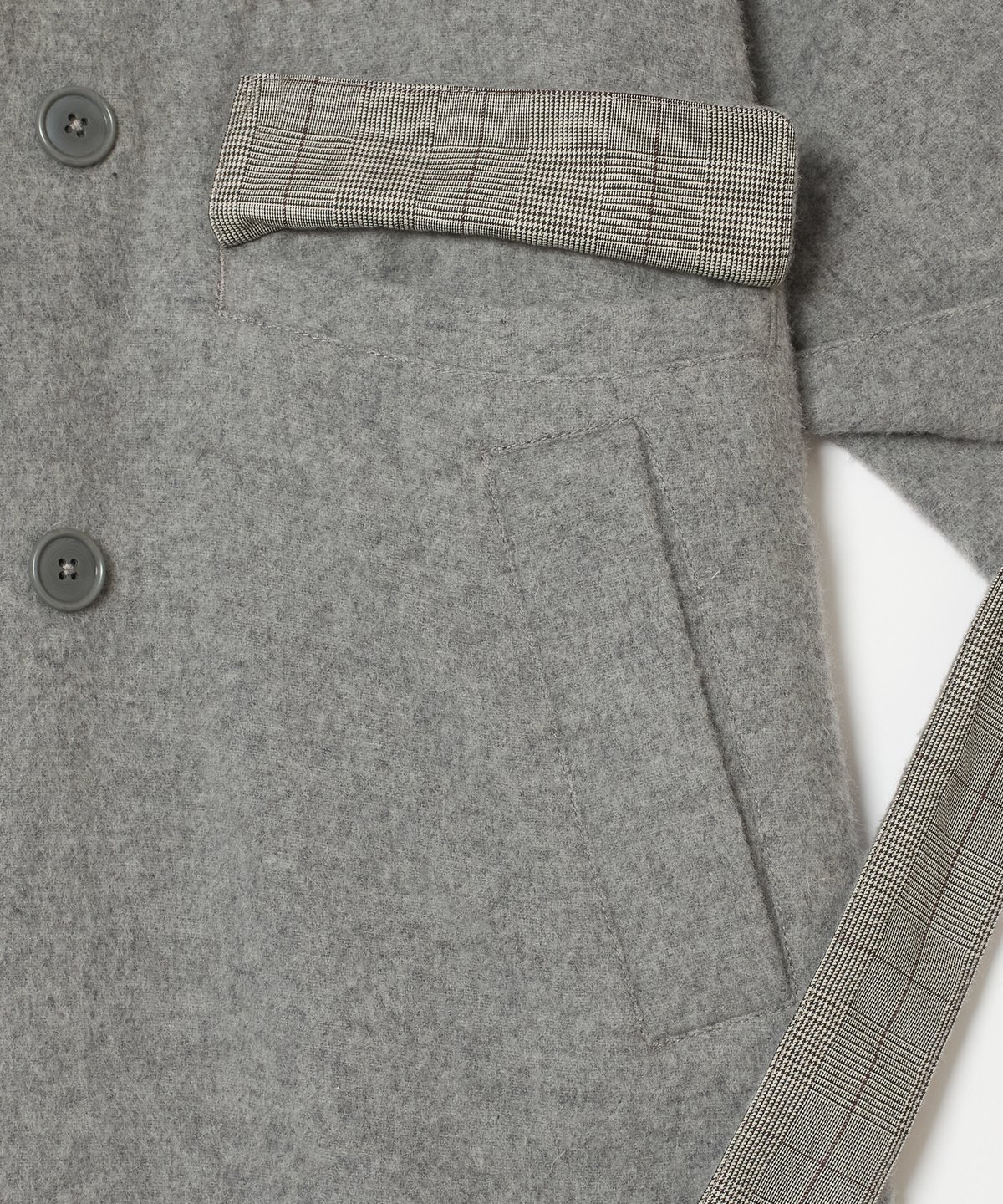 Check Combo Shaggy Wool Double Coat BLACK | are