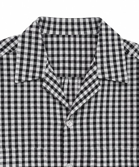 Vertical Wide Seersucker Open-Collar Shirt NAVY