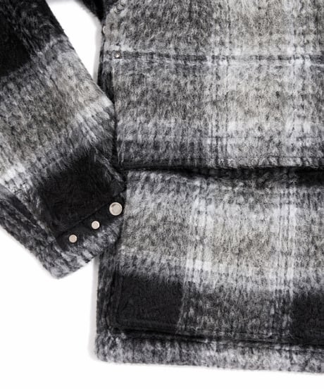 Shaggy Wool Check Ventilation Short Blouson BROWN