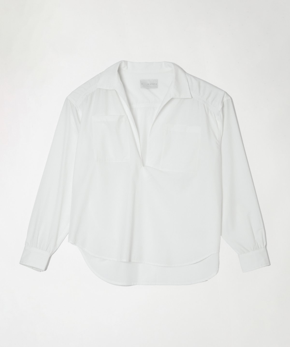 Rayon Broad Gathered Skipper Shirt WHITE | aren
