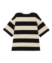 Striped Micro French Terry Henley Tee BLACK