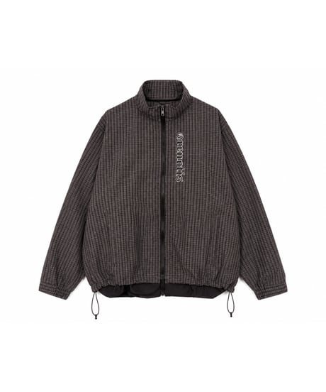 Water-Repellent Seersucker Check Layered Blouson BROWN