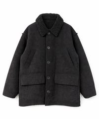 Corduroy Boa Mouton Reversible Jacket Coat BLACK