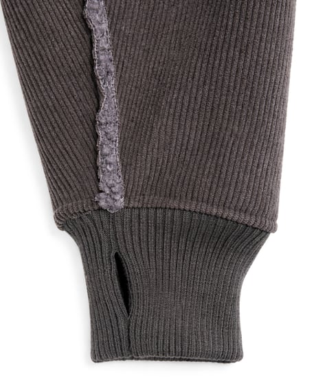 Corduroy Boa Mouton Reversible Split-Hoodie BLACK