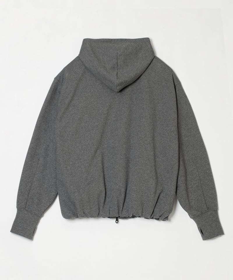 Heavyweight Gathered Hem Zip-Up Hoodie L-GREY |