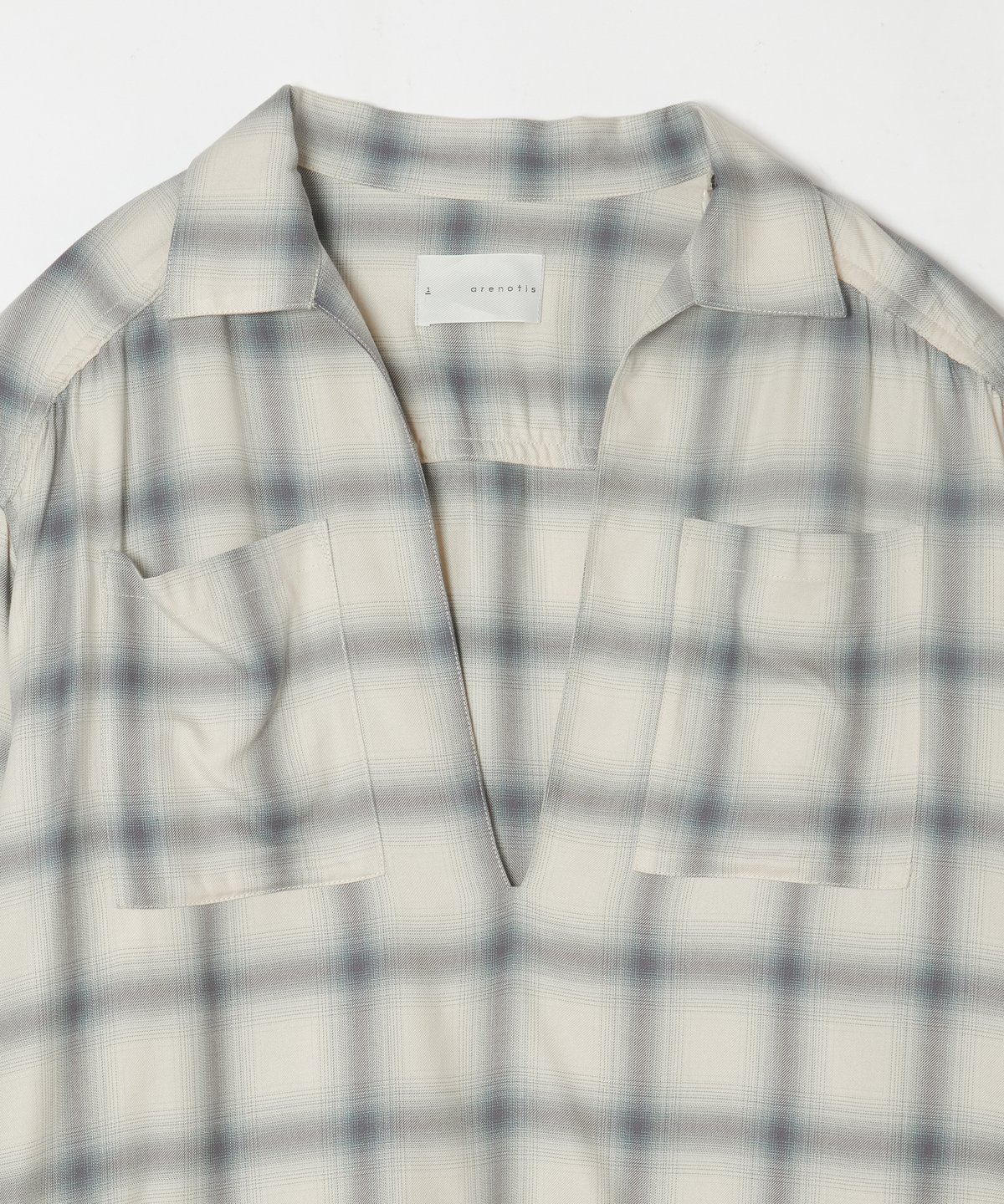 50s SKIPPER レーヨンシャツ 白 rayon Rayon Ombre Gathered Skipper