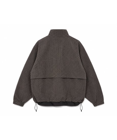 Water-Repellent Seersucker Check Layered Blouson BROWN