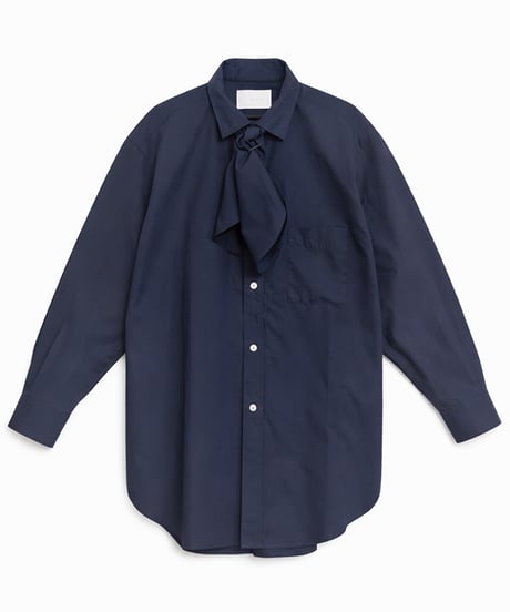 High-Count Cotton Armband-Scarf Shirt NAVY