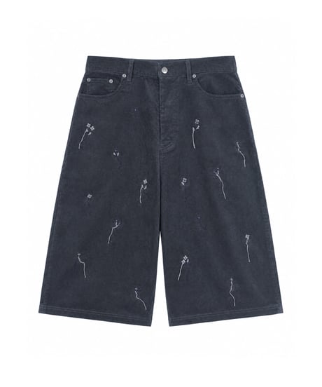 Flower Hand-Stitched Summer Corduroy NAVY