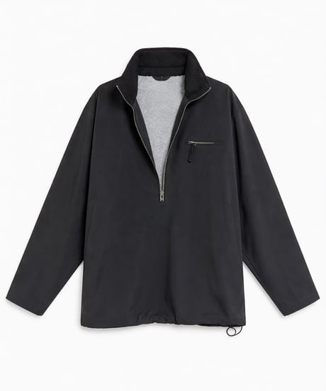 Heat-Retaining Bonded Wool-Nylon Half-Zip Pullover BLACK