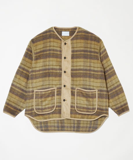 Suede Combo Shaggy Check Cardigan BROWN
