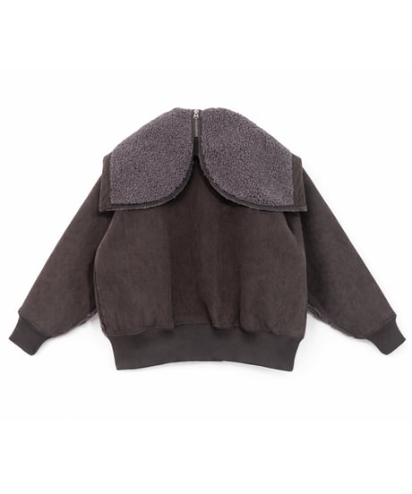 Corduroy Boa Mouton Reversible Split-Hoodie BLACK
