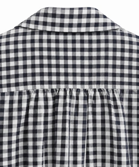 Vertical Wide Seersucker Open-Collar Shirt NAVY