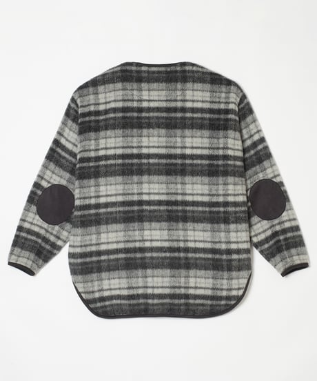 Suede Combo Shaggy Check Cardigan BROWN