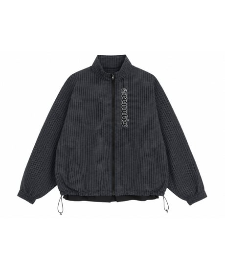 Water-Repellent Seersucker Check Layered Blouson BROWN