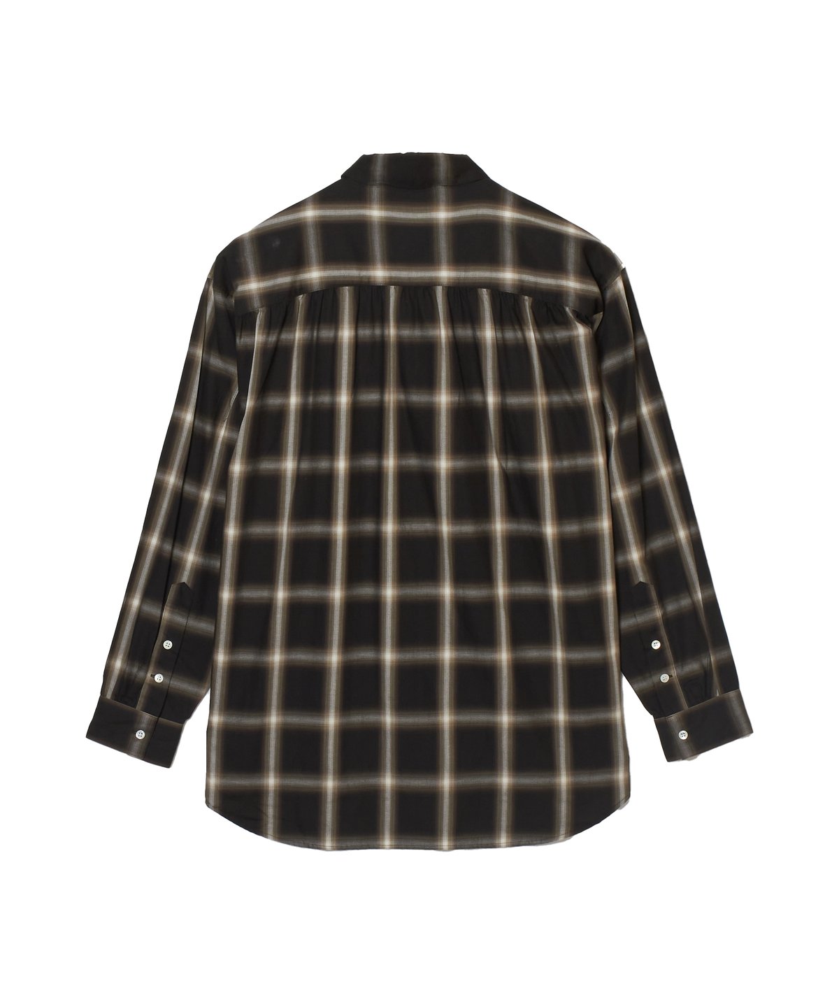 JEMUT正規品★24AW★Grid over-fit ombre check shirt Middle Gather Ombre Check Big Shirts BLACK | ar