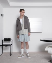 Western-Cut Double-Knit Short Hoodie TAUPE