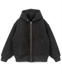 Corduroy Boa Mouton Reversible Split-Hoodie BLACK