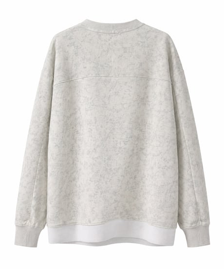 Batik-Dyed Thermal Layered Split Raglan Pullover OATMEAL