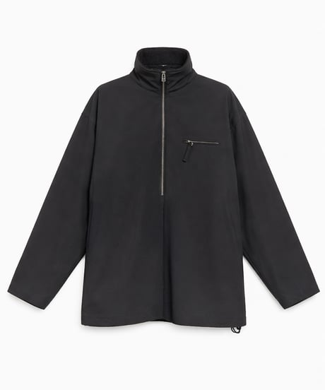 Heat-Retaining Bonded Wool-Nylon Half-Zip Pullover BLACK