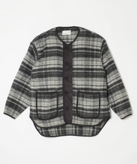 Suede Combo Shaggy Check Cardigan BROWN