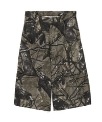 Camouflage Twill 9-Pocket Knee-Length Shorts BLACK
