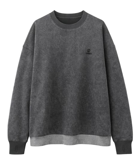Batik-Dyed Thermal Layered Split Raglan Pullover OATMEAL