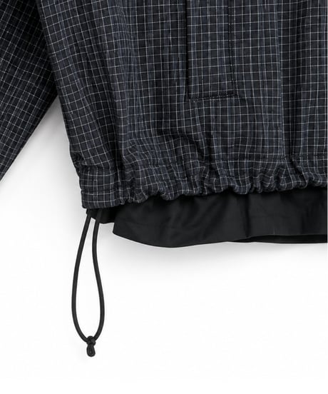 Water-Repellent Seersucker Check Layered Blouson BROWN