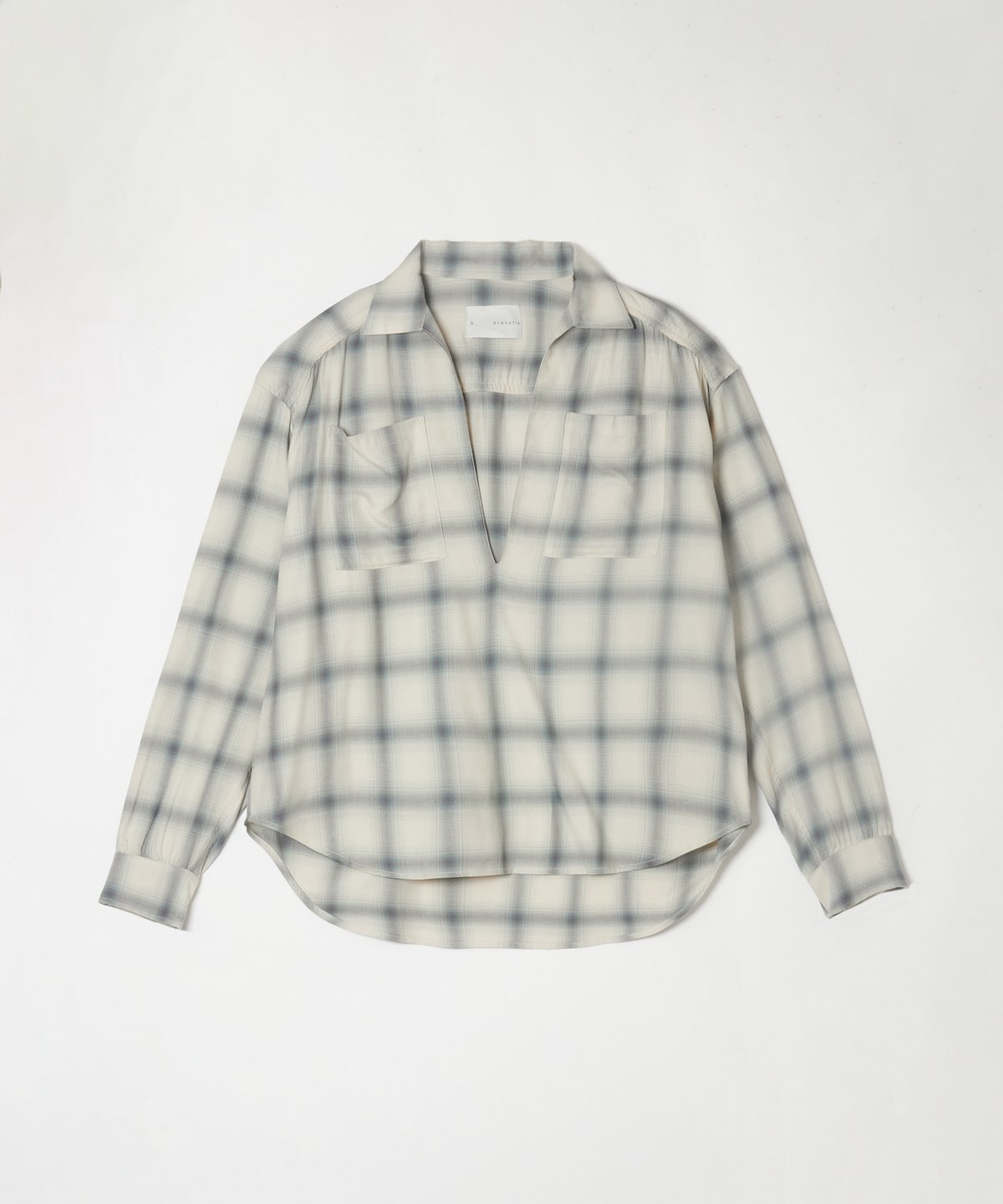 Rayon Broad Gathered Skipper Shirt WHITE | aren