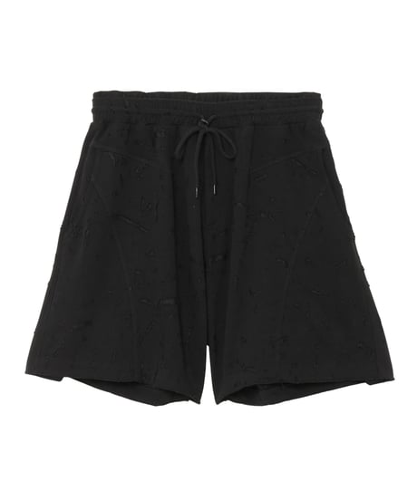 Bonded Crashed French Terry Western-Style Shorts GREY