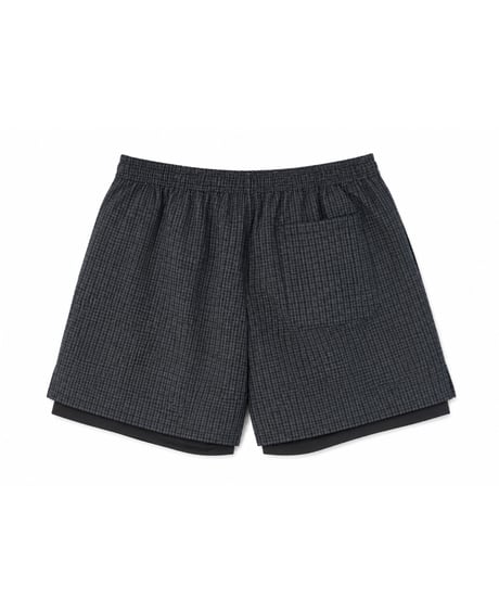 Water-Repellent Seersucker Check Layered Shorts BLACK