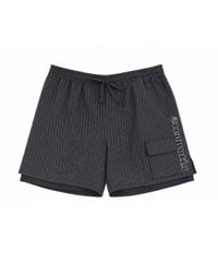 Water-Repellent Seersucker Check Layered Shorts BLACK