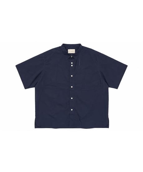 Silk Protein Hand-Stitched Short Sleeve Shirt NAVY