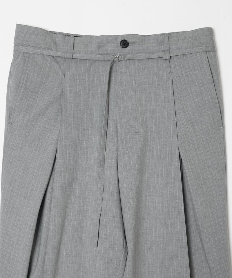 Handsome Stripe Layered Pin-tuck Pants GREY | a