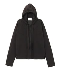 Western-Cut Double-Knit Short Hoodie BLACK