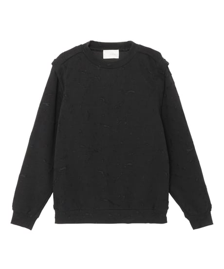 2-Way Bonded Crashed French Terry Pullover BLACK