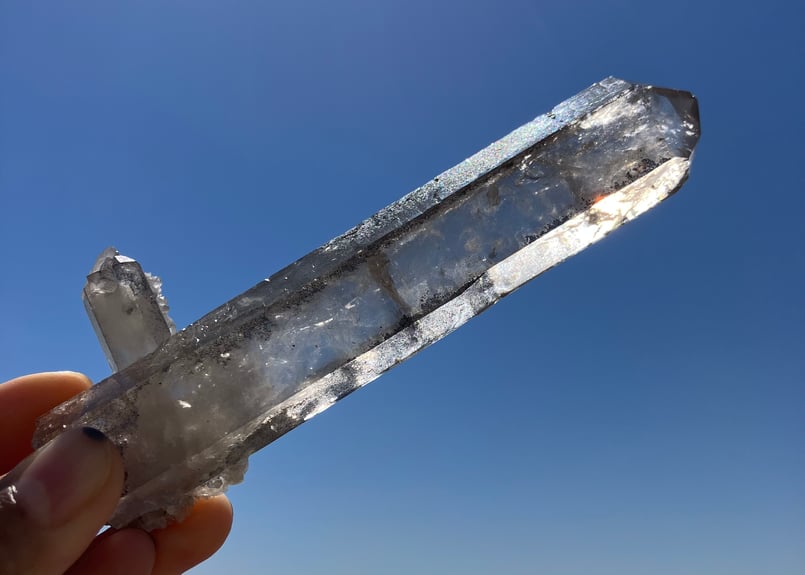 スモーキークォーツ　単結晶　ダブルポイント（両剣水晶）　424g 　ブラジル産 スモーキークォーツ 単結晶 ダブルポイント（両剣水晶） 424g ブラジル産