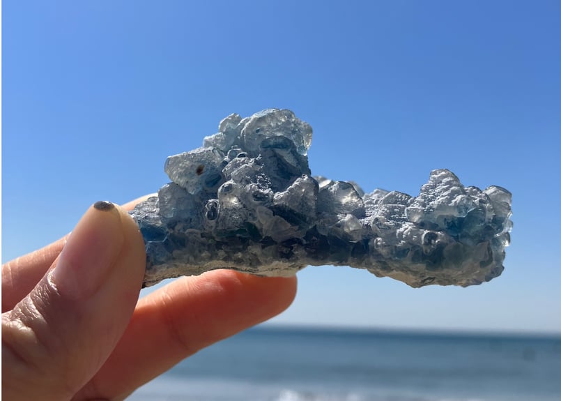40g】中国 ヤオガンシャン産 クリアブルーフローライト 煙水晶
