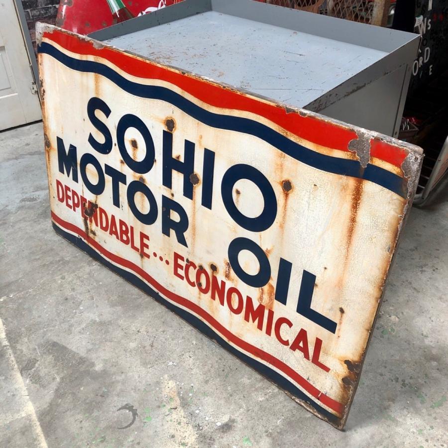 希少！ホーロー看板SO SOCONY 自動車用 オイル ソコニー 揮發油 現状品 レトロ看板☆ SOCONY ソコニー 両面看板 揮発油 コレクション
